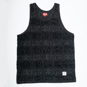 size L Supreme Stripe Terry Tank Top Black